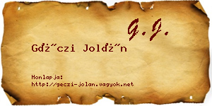 Géczi Jolán névjegykártya