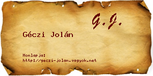 Géczi Jolán névjegykártya